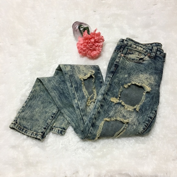 VIP Jeans Denim - VIP Jeans Distressed Acid Wash Skinny Jeans